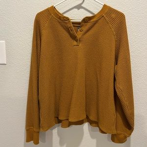 Old Navy Waffle Henley, L, Goldenrod